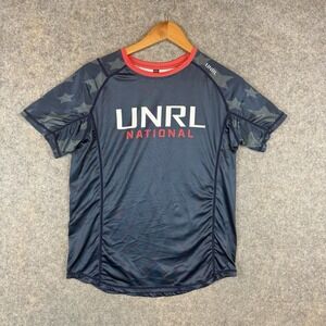 UNRL Shirt Mens Small Blue Performance Quick Dry Sport Stars Logo Jersey Tee